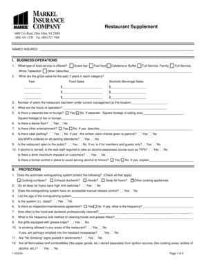 Restaurant Insurance Application Form