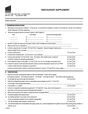 Restaurant Insurance Application Form