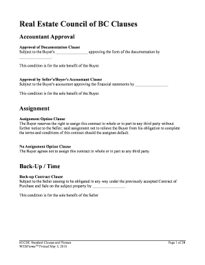 Real Estate Council of BC Clauses