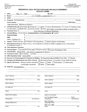 Residential Purchase and Sale Agreement