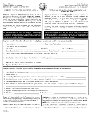 Workers' Compensation Claim Form (DWC 1) - California ... - dir ca