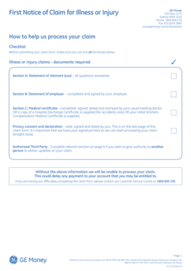 First Notice of Claim for Illness or Injury