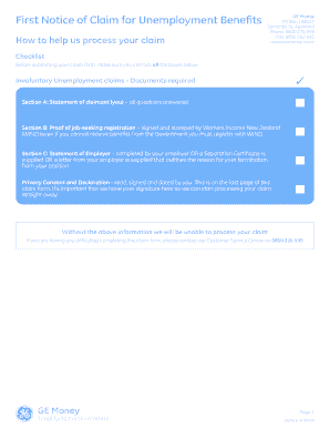 First Notice of Claim for Unemployment Benefits