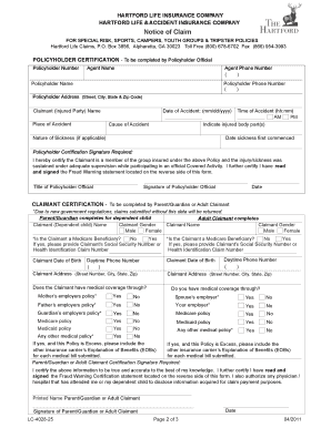 Hartford Life Notice of Claim Form
