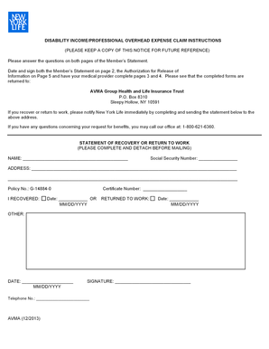 Disability Income/Professional Overhead Expense Claim Form