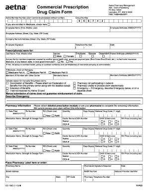 Aetna Pharmacy Drug Claim Form