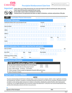 Prescription Reimbursement Claim Form