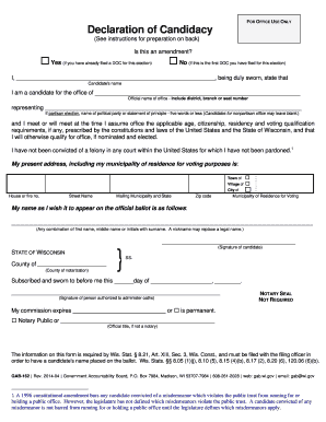 Wisconsin Declaration of Candidacy