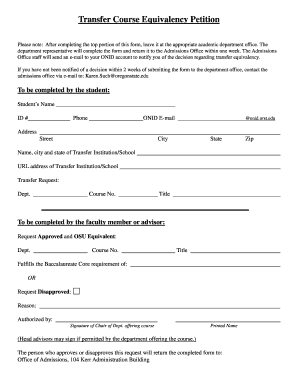 Transfer Course Equivalency Petition