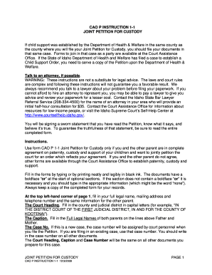 Idaho Joint Petition for Custody