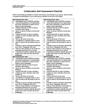 Intel® Teach Program Collaboration Self-Assessment Checklist