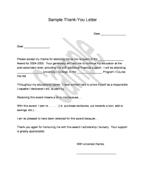 Thank-You Letter for Award