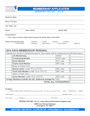 ASHA Membership Application Form