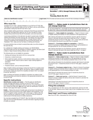 New York State Quarterly Schedule H
