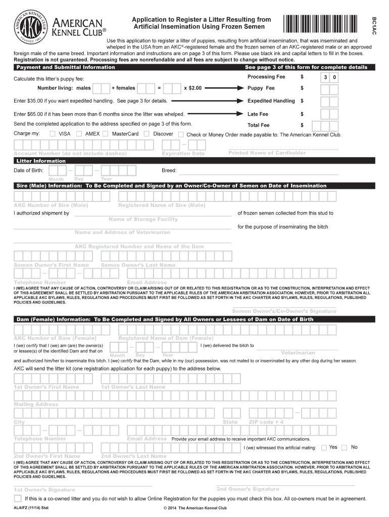 Fillable Online images akc Application to Register a Litter Resulting