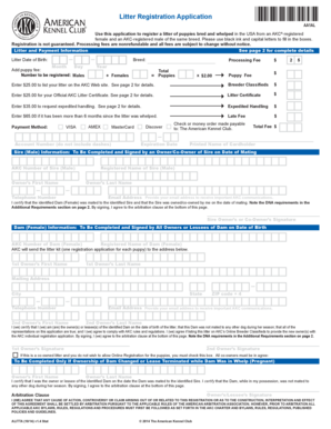 AKC Litter Registration Application