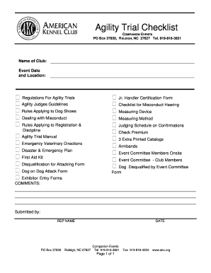 Fillable Online images akc Agility Trial Checklist Agility Trial ...