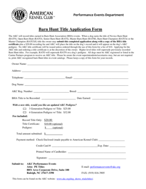 Barn Hunt Title Application Form