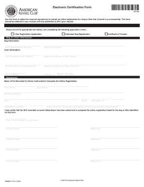 American Kennel Club Electronic Certification Form