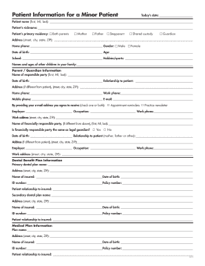 Patient Information for a Minor Patient