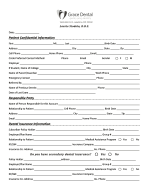 Patient Confidential Information Form