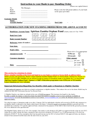 Standing Order Instruction Form