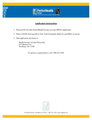 PerfectHealth Savings Account Application