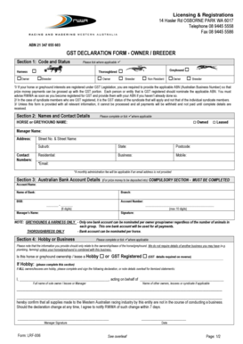 GST Declaration Form - Owner/Breeder