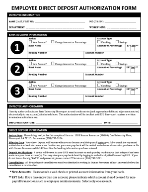 Employee Direct Deposit Authorization Form