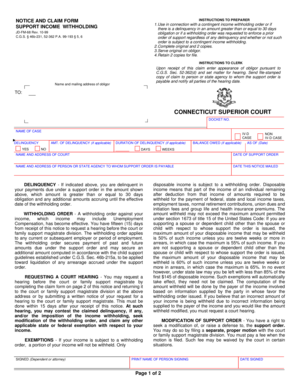 Connecticut Support Income Withholding Claim Form