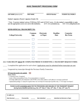 NVHS Transcript Request Form