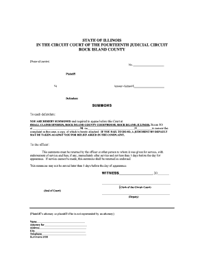Illinois Small Claims Summons