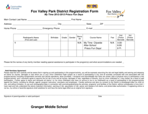 Fox Valley Park District Registration Form