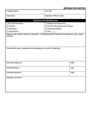 Employee Separation Notice