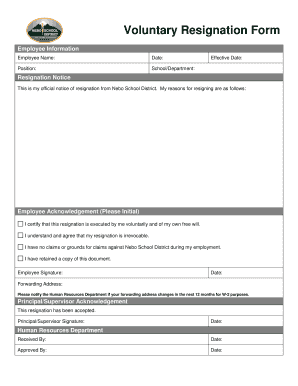 Voluntary Resignation Form