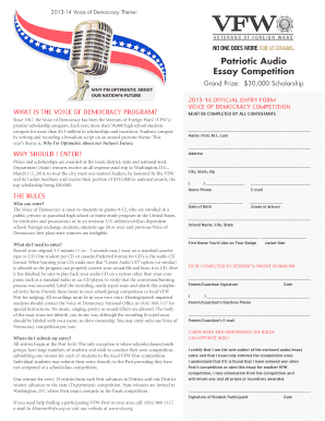 Voice of Democracy Essay Competition Entry Form