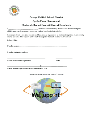 Orange Unified School District Opt-In Form
