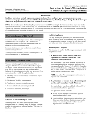 I 539 formu - to ExtendChange Nonimmigrant Status - lado