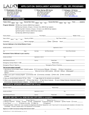 ESL/EFL Program Application/Enrollment Agreement