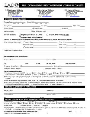 Tutorial Classes Application Enrollment Agreement