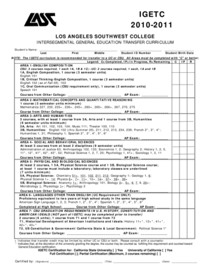 IGETC Certification Form