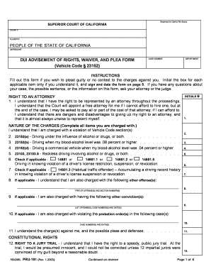 DUI Advisement of Rights, Waiver & Plea Form - Superior Court of ...