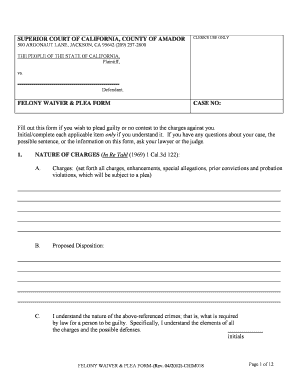 California Felony Waiver & Plea Form