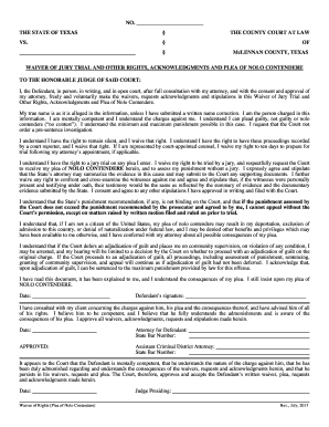 Texas Waiver of Jury Trial and Nolo Contendere