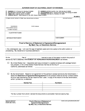 Proof of Service of Statement of Agreement/Nonagreement