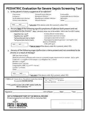 Pediatric Severe Sepsis Screening Tool