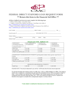 Federal Direct Stafford Loan Request Form