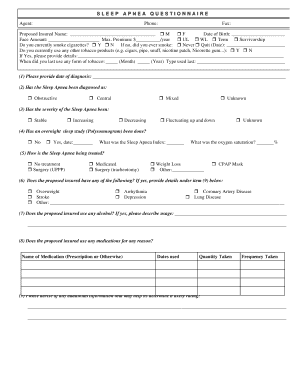 Sleep Apnea Insurance Application Form