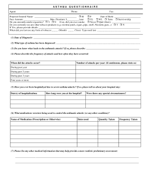 Life Insurance Application for Asthma