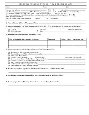 Stroke Questionnaire for Life Insurance